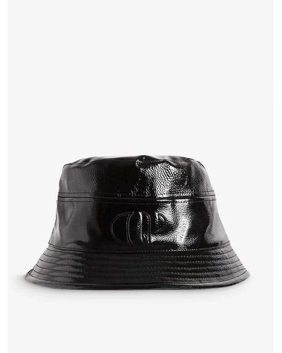 Claudie Pierlot Abob Logo-embroidered Faux-leather Bucket Hat - Black