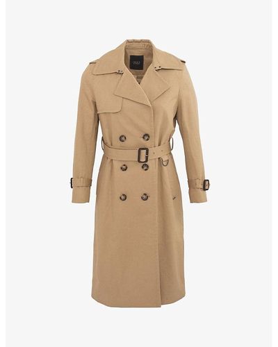 IKKS Double-breasted Belted Cotton Trench Coat - Natural