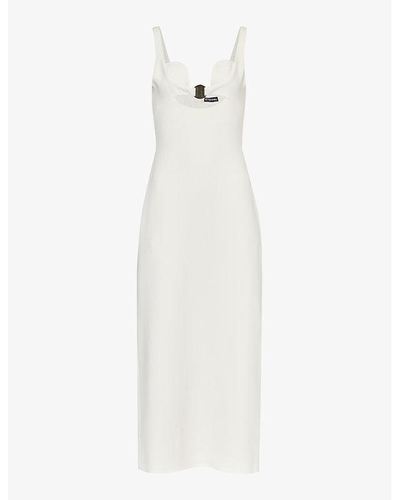 David Koma Cut-out Slim-fit Stretch-woven Midi Dress - White