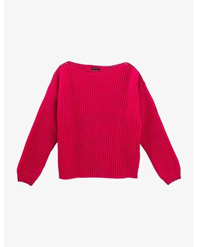IKKS Metallic-trim Boat-neck Knitted Sweater - Red
