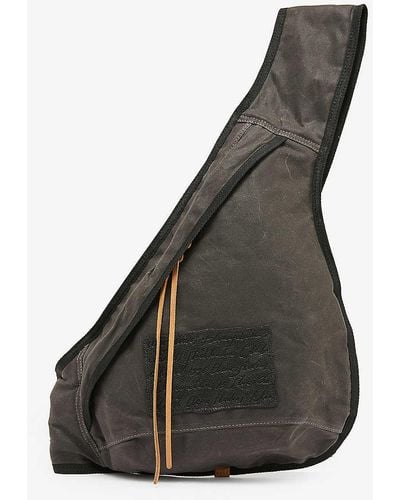 Acne Studios Leather-patch Cross-body Cotton Backpack - Black