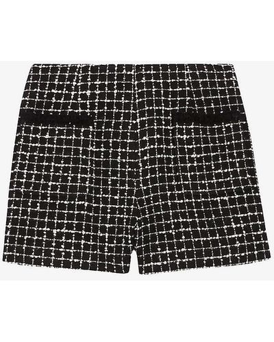 Claudie Pierlot Elgabis Frayed-trim Tweed Shorts - Black