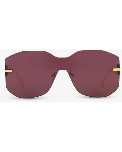 Fendi Fe40067u Rectangle-frame Metal Sunglasses - Purple