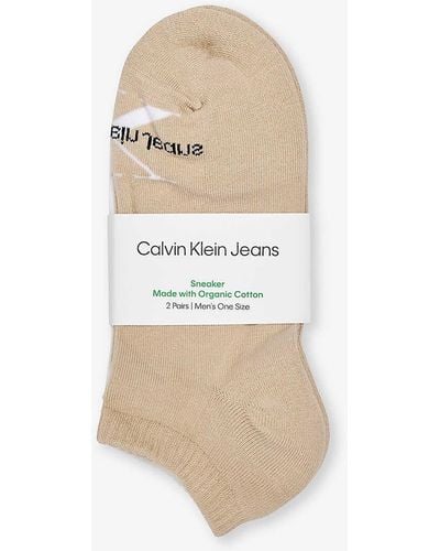 Calvin Klein Branded Low-cut Pack Of Two Cotton-blend Socks - White