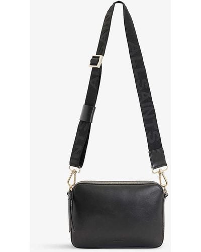 AllSaints Lucile Branded-strap Leather Cross-body Bag - Black