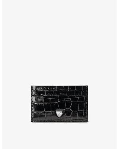 Aspinal of London Slim Crocodile-embossed Leather Credit Card Case - Black