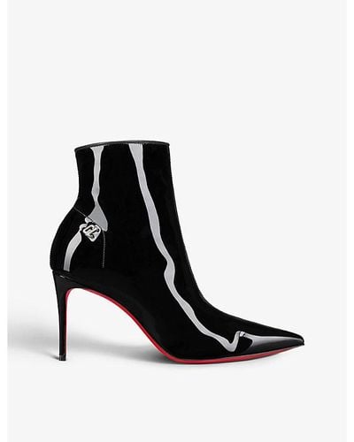 Christian Louboutin Sporty Kate 85 Booty Patent-leather Heeled Ankle Boots - Black