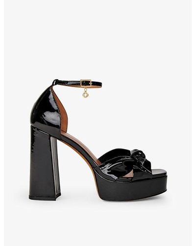 Maje Charm-embellished Platform-heel Patent-leather Sandals - Black