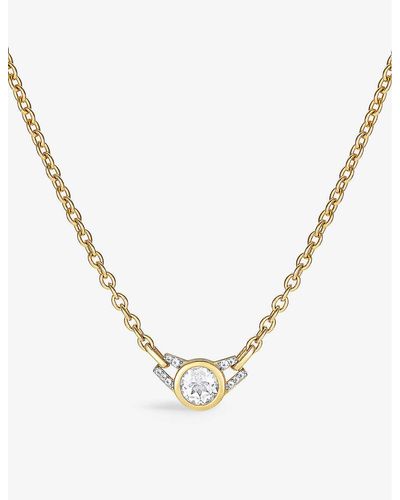 V By Laura Vann Lucky 18ct Yellow -plated Vermeil Recycled Sterling-silver And White Topaz Choker Necklace - Metallic