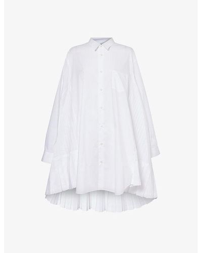 Junya Watanabe Oversized Batwing-sleeve Poplin Shirt - White