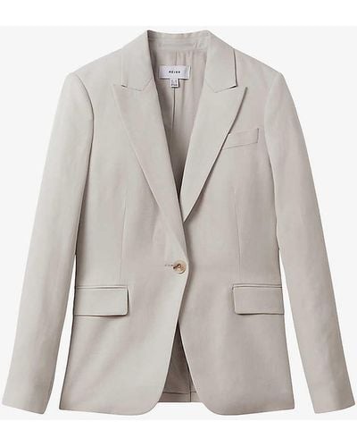 Reiss Farrah Single-breasted Woven Blazer - White