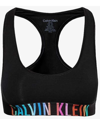 Calvin Klein Intense Pride Branded-waistband Cotton-blend Bralette - Black