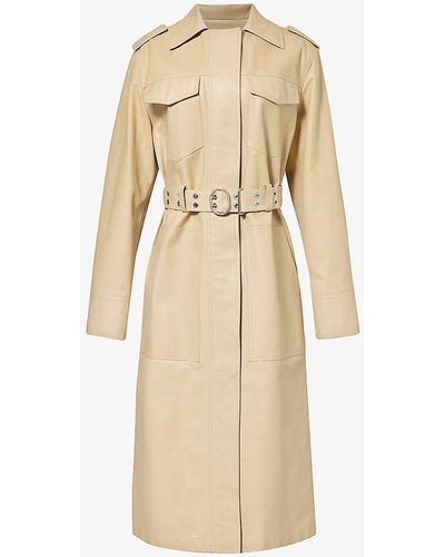 Jil Sander Spread-collar Belted Leather Trench Coat - Natural