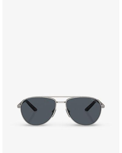 Prada Pr A54s Pilot-frame Metal Sunglasses - Gray
