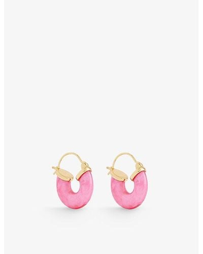 Anni Lu Petit Swell 18ct Yellow Gold-plated Brass And Resin Earrings - Pink