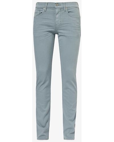 PAIGE Federal Brand-patch Straight-leg Mid-rise Stretch-woven Jeans - Blue