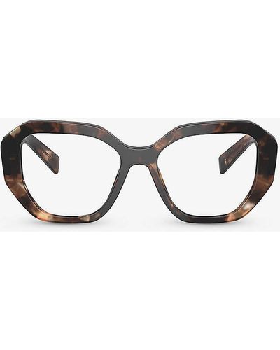 Prada Pr A07v Irregular-frame Acetate Optical Glasses - Brown