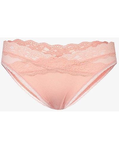 Passionata Brooklyn Mid-rise Stretch-lace Thong - Pink