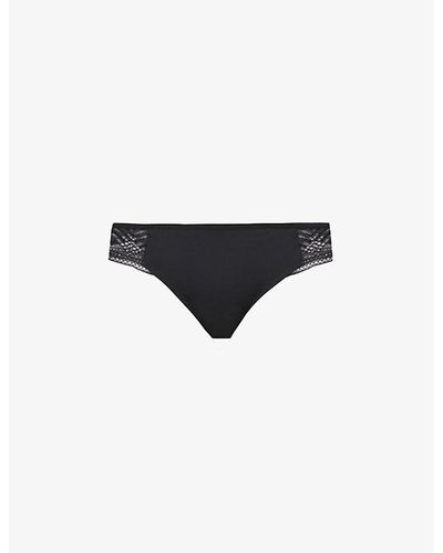 Passionata Ondine Sheer-panel Mid-rise Stretch-lace Brief - Black