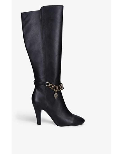 Kurt Geiger Shoreditch Chain-embellished Leather Over-the-knee Boots - Black