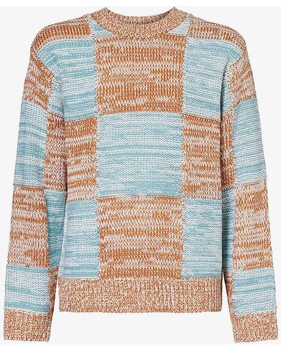 Obey Dominic Contrast-panel Regular-fit Knitted Jumper - Blue
