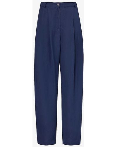 Frankie Shop Piper Pleated-front Twill Trousers - Blue
