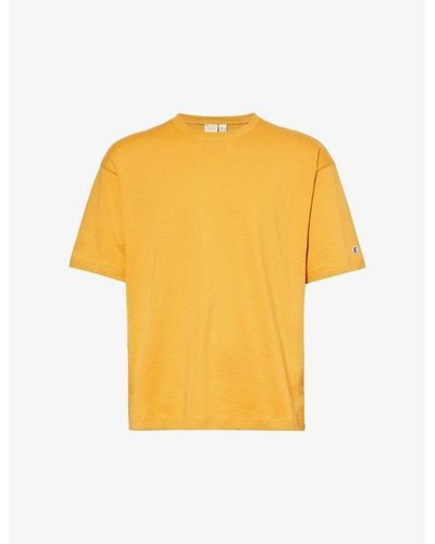 Champion Brand-appliqué Regular-fit Cotton-jersey T-shirt - Yellow