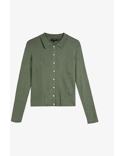 Ted Baker Meenaa Co-ord Button-up Knitted Cardigan - Green