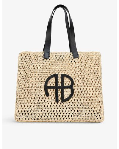 Anine Bing Rio Logo-embossed Woven Straw Tote Bag - Natural