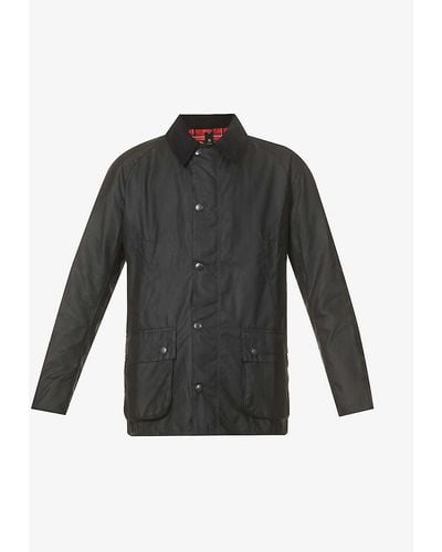 Barbour Ashby Corduroy-trimmed Waxed Cotton Jacket Xx - Black