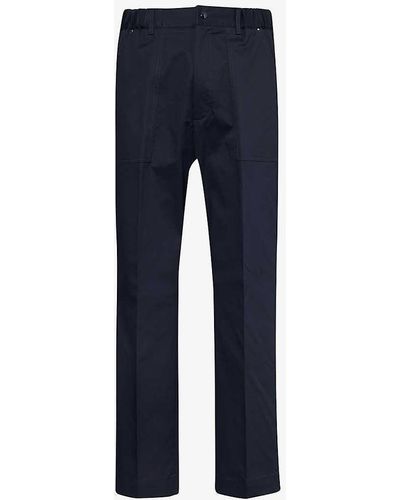 Moncler Vy Regular-fit Straight-leg Mid-rise Stretch-cotton Trousers - Blue