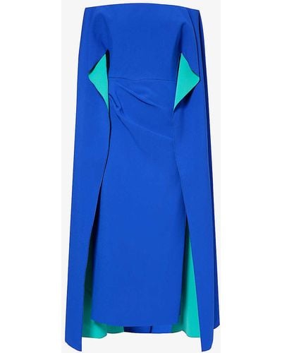 ROKSANDA Guiomar Draped-panel Woven Maxi Dress - Blue