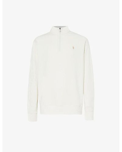 Polo Ralph Lauren Logo-embroidered High-neck Cotton-blend Sweatshirt - White