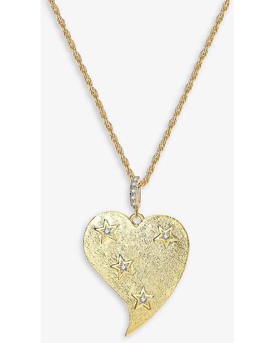 Celeste Starre Twinkle Heart 18ct -plated Brass And Zirconia Pendant Necklace - Metallic
