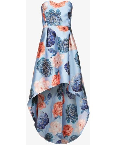 Chi Chi London Elmaya Floral-print Woven Midi Dress - Blue