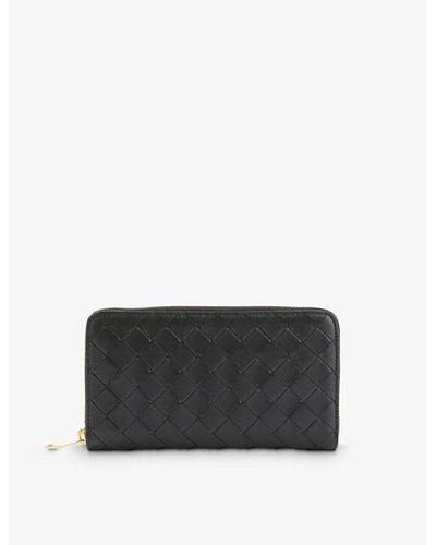 Bottega Veneta Intrecciato Zipped Leather Wallet - Black