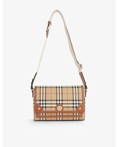 Burberry Check-print Flap-front Woven-blend Cross-body Bag - White