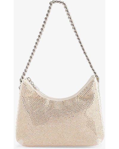 Stella McCartney Falabella Crystal-embellished Woven Shoulder Bag - White
