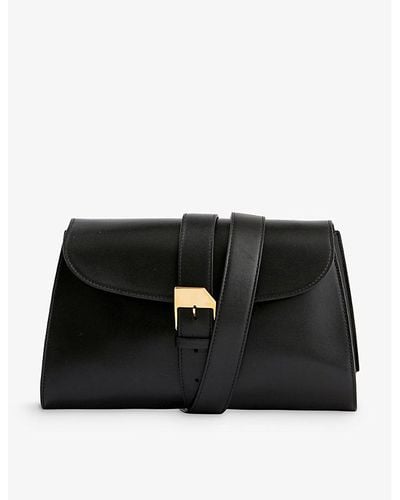 The Row Isla Leather Clutch Bag - Black