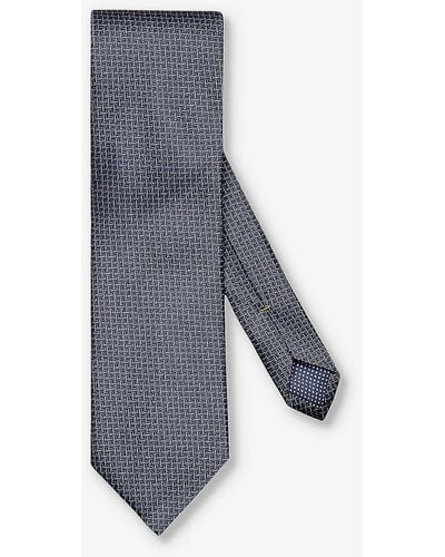 Eton Geometric Keep-loop Silk Tie - Blue