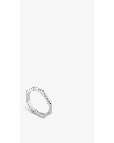 Gucci Link To Love Logo-embossed 18ct Ring - White
