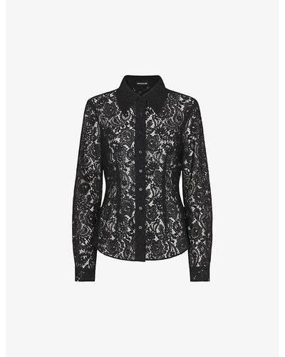Whistles Lucy Lace Shirt - Black