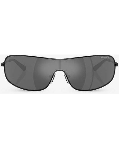 Michael Kors Mk1139 Aix Rectangle-frame Metal Sunglasses - Grey