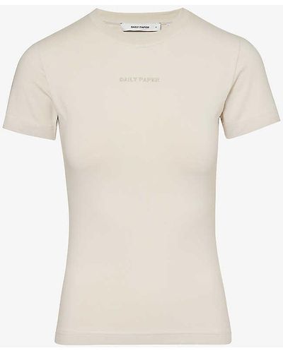Daily Paper Logo-embroidered Slim-fit Stretch-cotton T-shirt - White