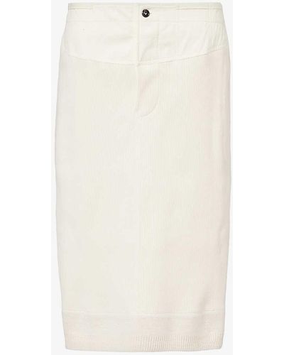 Bottega Veneta Contrast-panel High-rise Stretch-cotton Midi Skirt - White