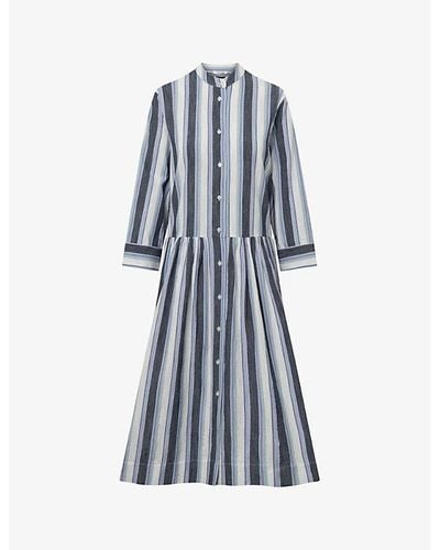 Nué Notes Amig Striped Cotton Midi Dress - Blue