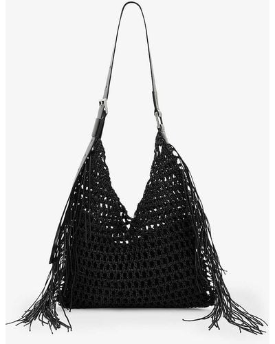 AllSaints Sabine Tassel-embellished Cotton Shoulder Bag - Black