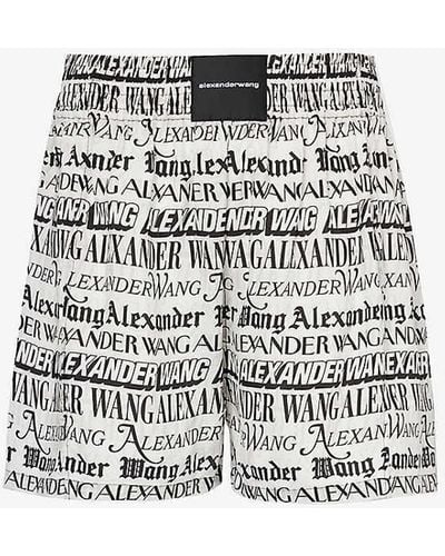 Alexander Wang Newspaper Boxer Graphic-print Mid-rise Woven Shorts - White