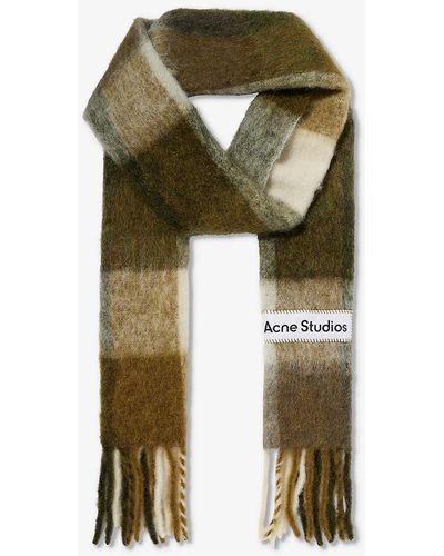 Acne Studios Vally Checked Wool-blend Scarf - Green