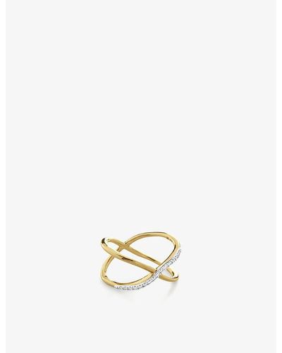 Monica Vinader Riva Recycled 18ct Yellow- Vermeil-plated Sterling Silver And Diamond Ring - Metallic